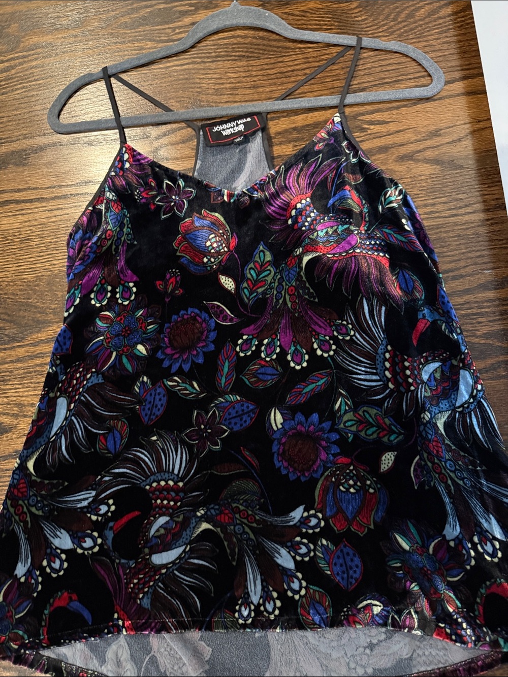 Beautiful Johnny Was Black Floral Velvet Cami